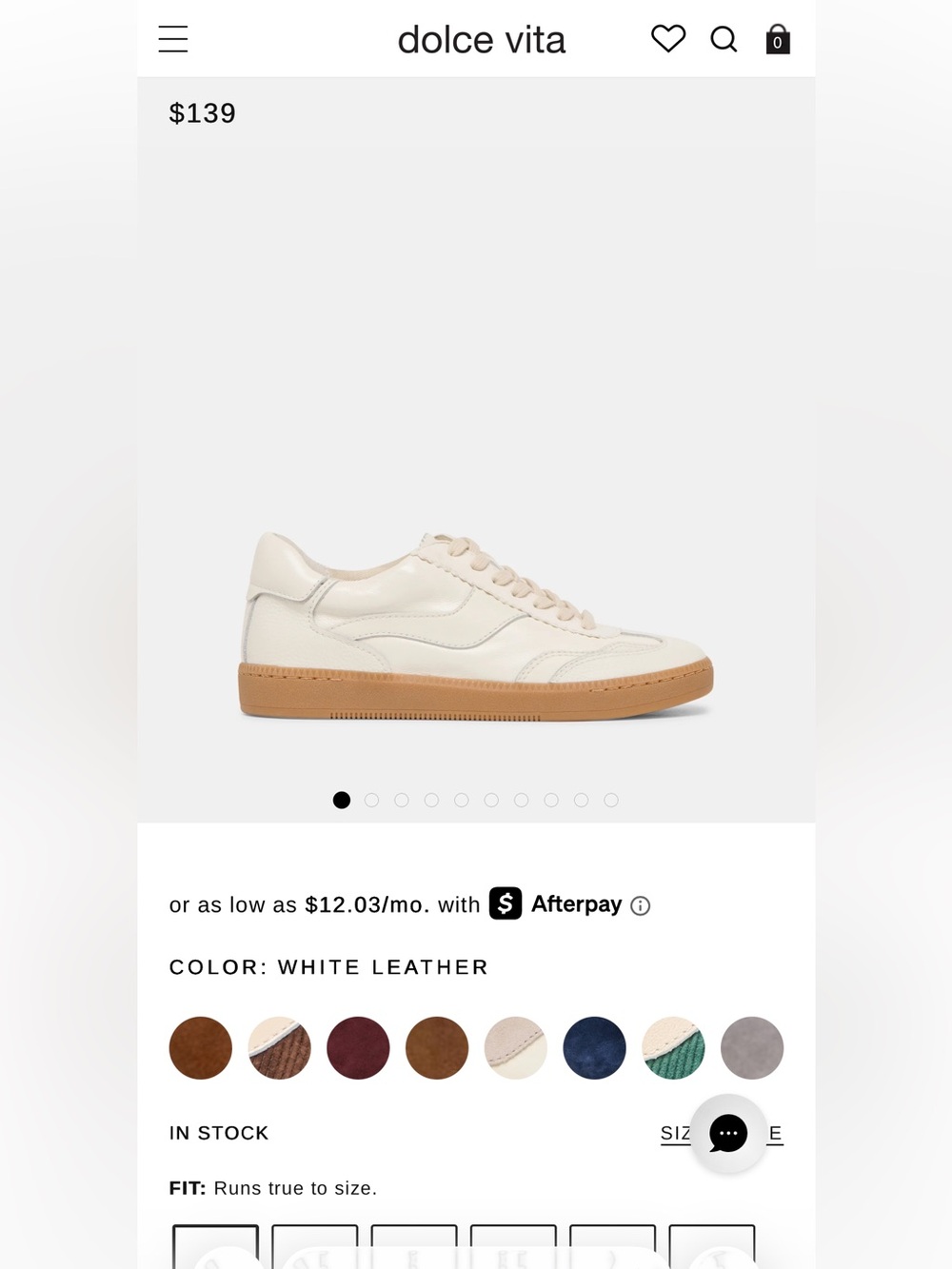 Dolce Vita Cream Leather Low-Top Sneaker with Gum Sole